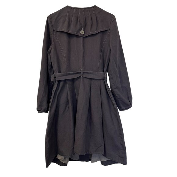 Wrap London Linen Cotton A-Line Trench Coat Size 38 EU/US 8 Gray Classic Preppy - Picture 2 of 15